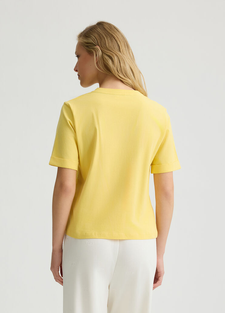 Liu Jo Better T-shirt with logo and rhinestones yellow Liu Jo - large image number 1 Liu Jo Better T-shirt with logo and rhinestones yellow Liu Jo - large image number 1