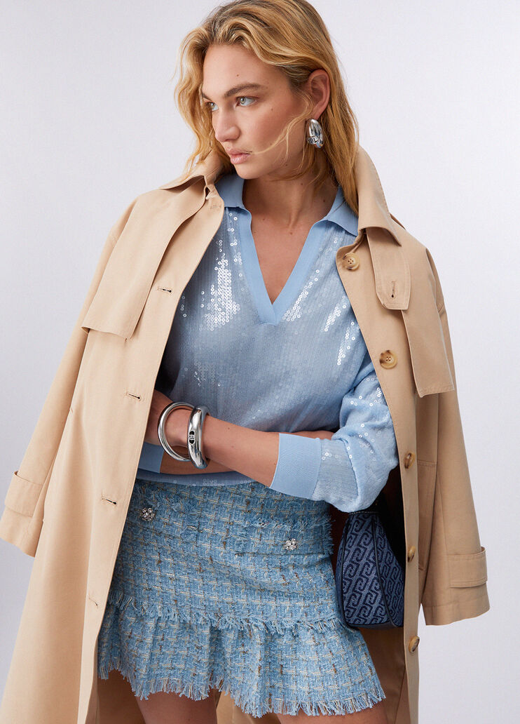 Oberteil mit Pailletten Hellblau Liu Jo - medium