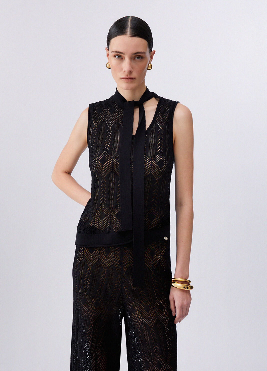 Stricktop mit Schleife Schwarz Liu Jo - large image number 0