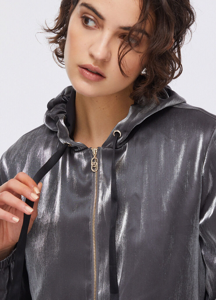 Chaqueta laminada con capucha gris Liu Jo - medium