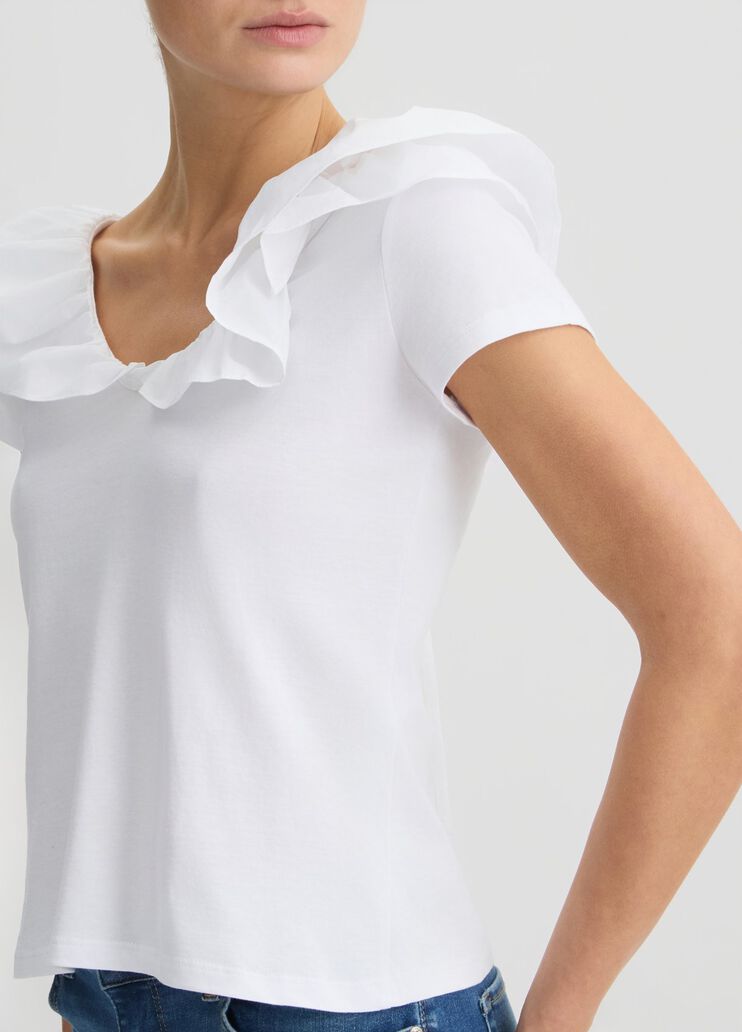 Cotton T-shirt with ruches white Liu Jo - large image number 2 Cotton T-shirt with ruches white Liu Jo - large image number 2