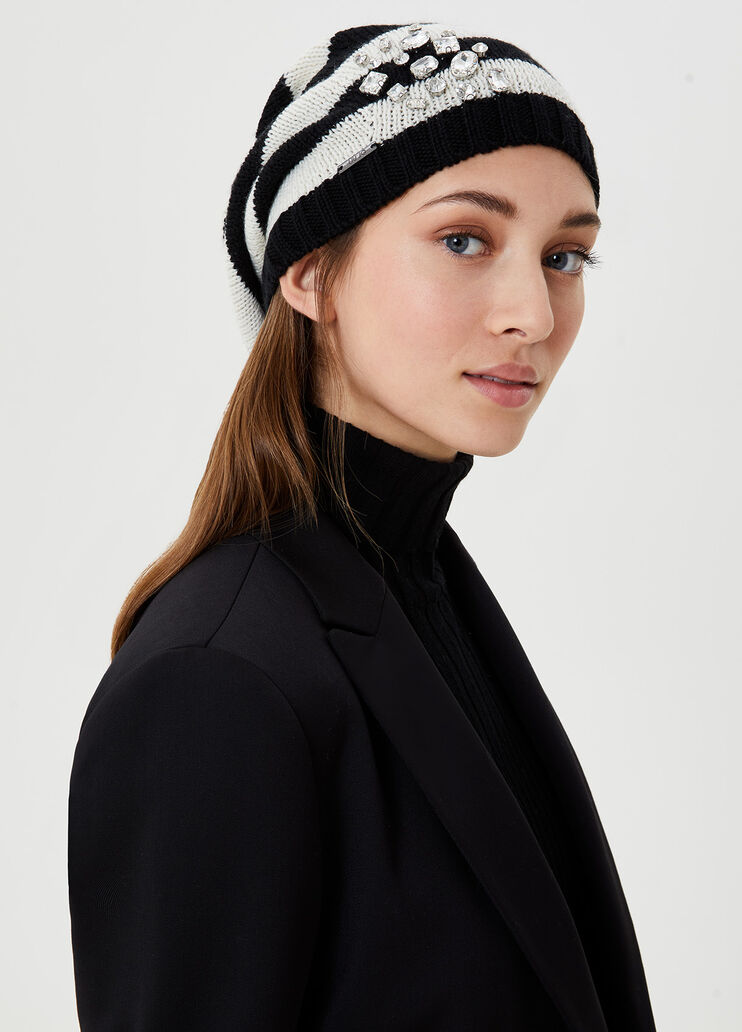 Beret with jewel embroidery Black Liu Jo - large image number 1