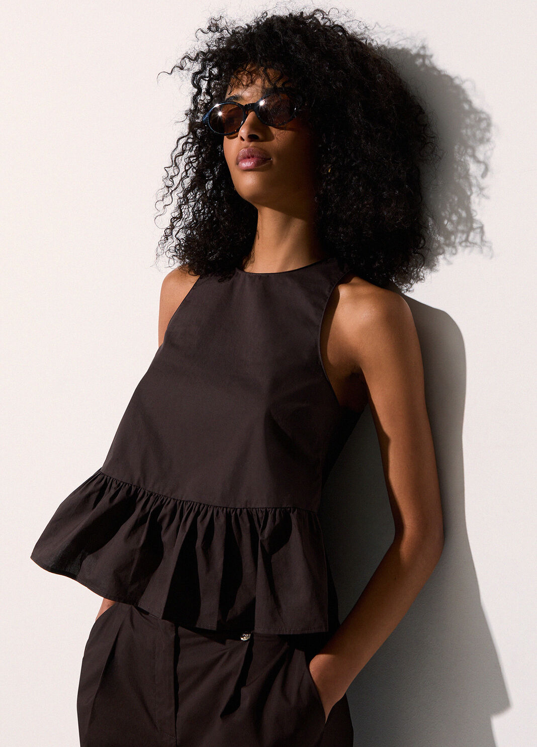 Poplin top with bow dark brown Liu Jo - large image number 3