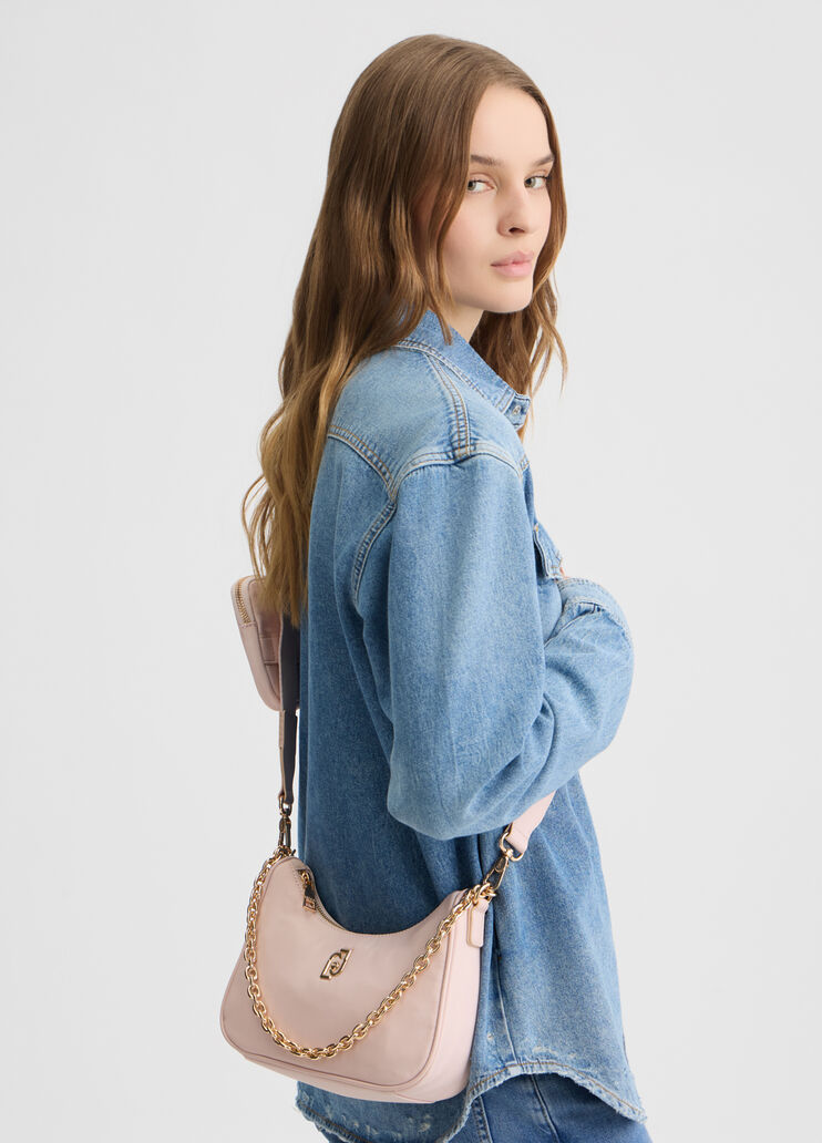 Small hobo bag with charm powder pink Liu Jo - medium