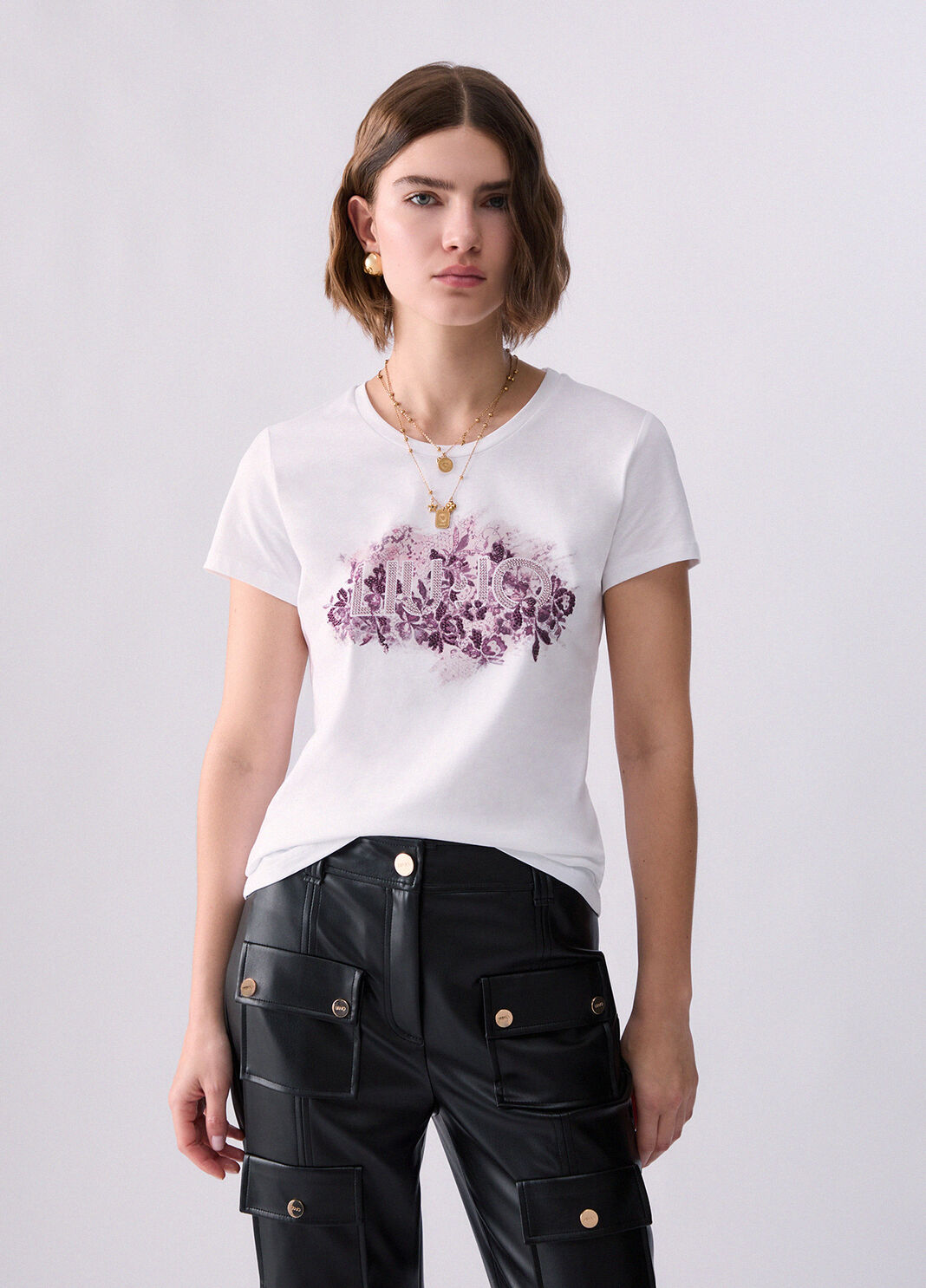 Logo T-shirt white/purple Liu Jo - large image number 0