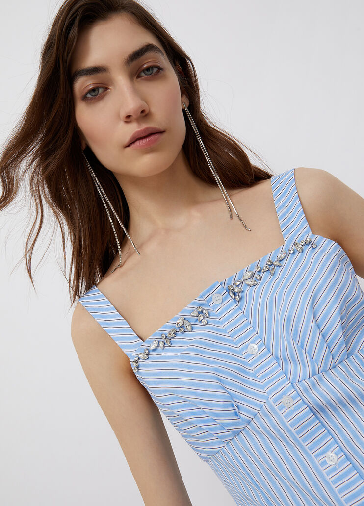 Striped top with jewel stones blue stripes Liu Jo - large image number 2 Striped top with jewel stones blue stripes Liu Jo - large image number 2