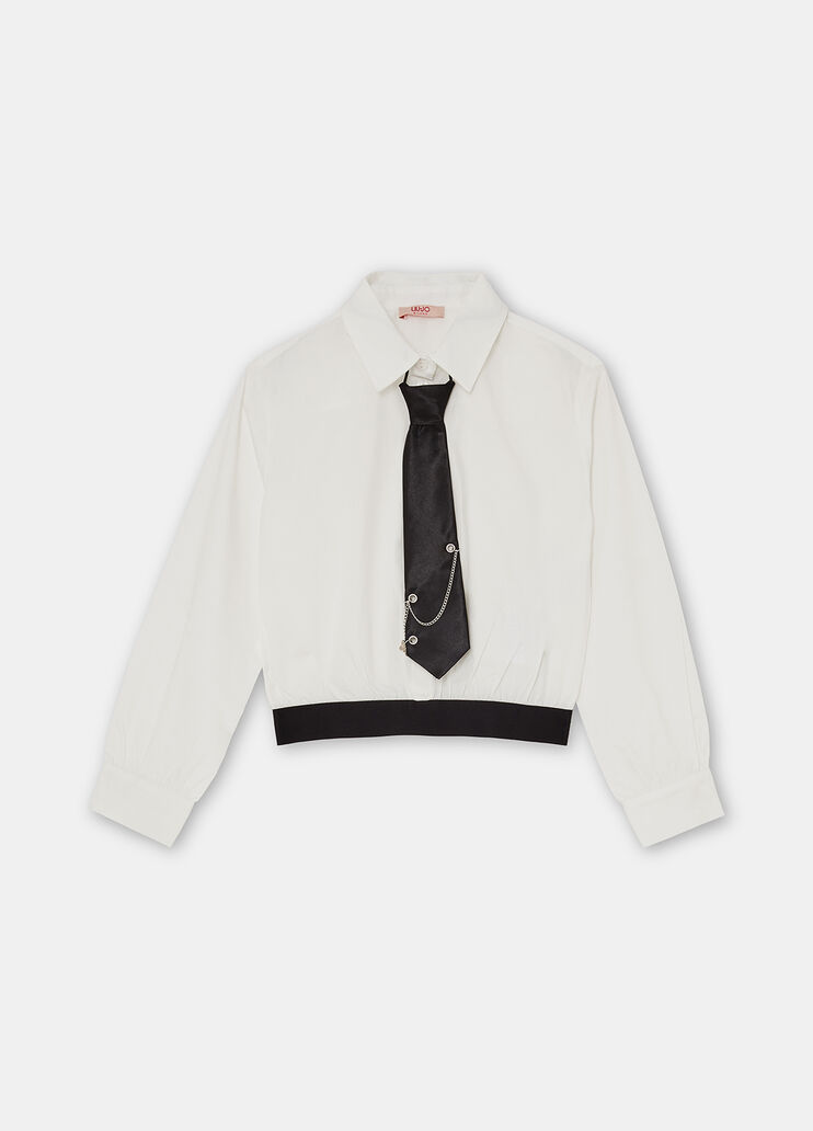 Camisa de algodón a rayas con corbata mantequilla Liu Jo - large image number 2 Camisa de algodón a rayas con corbata mantequilla Liu Jo - large image number 2