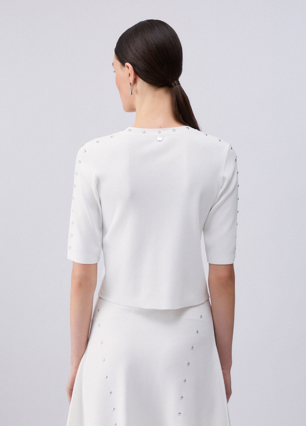 Knit top with studs white wool Liu Jo - large image number 1