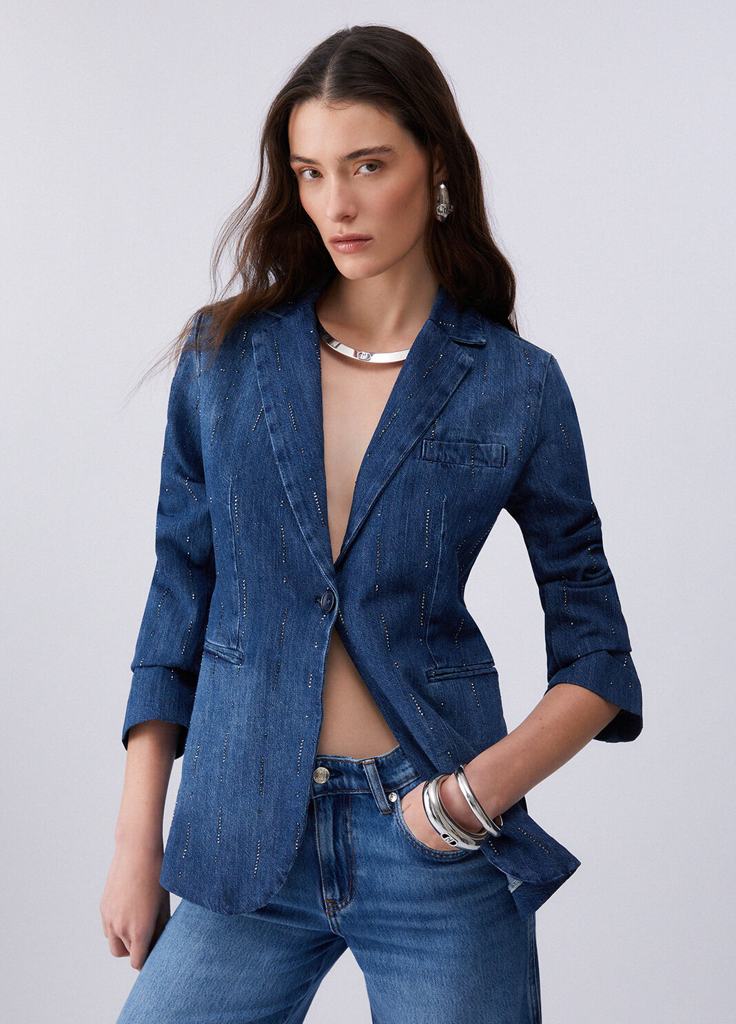 Blazer aus Denim mit Strass Denimblau Liu Jo - large image number 0