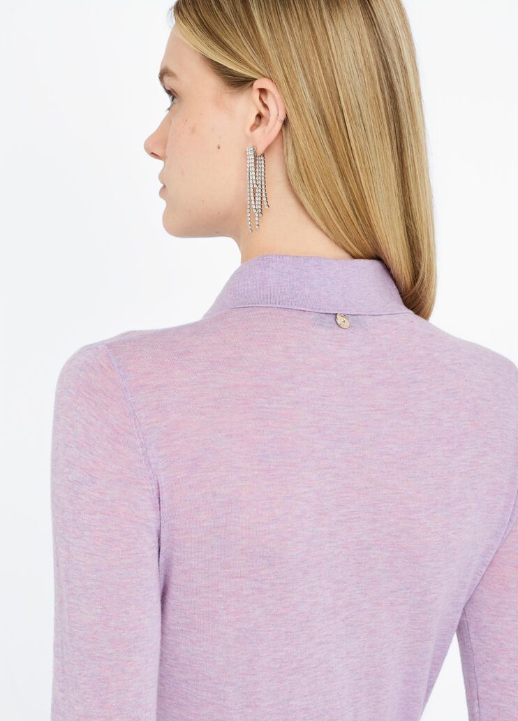 Cotton and cashmere polo shirt lilac Liu Jo - large image number 4 Cotton and cashmere polo shirt lilac Liu Jo - large image number 4
