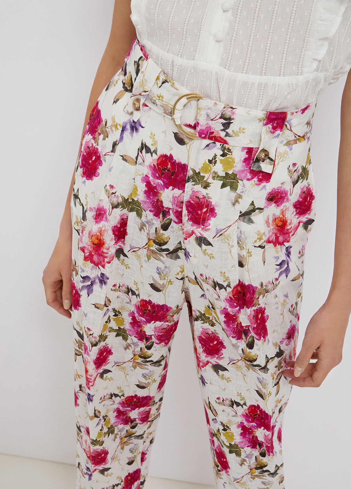 Pantalone in lino stampato