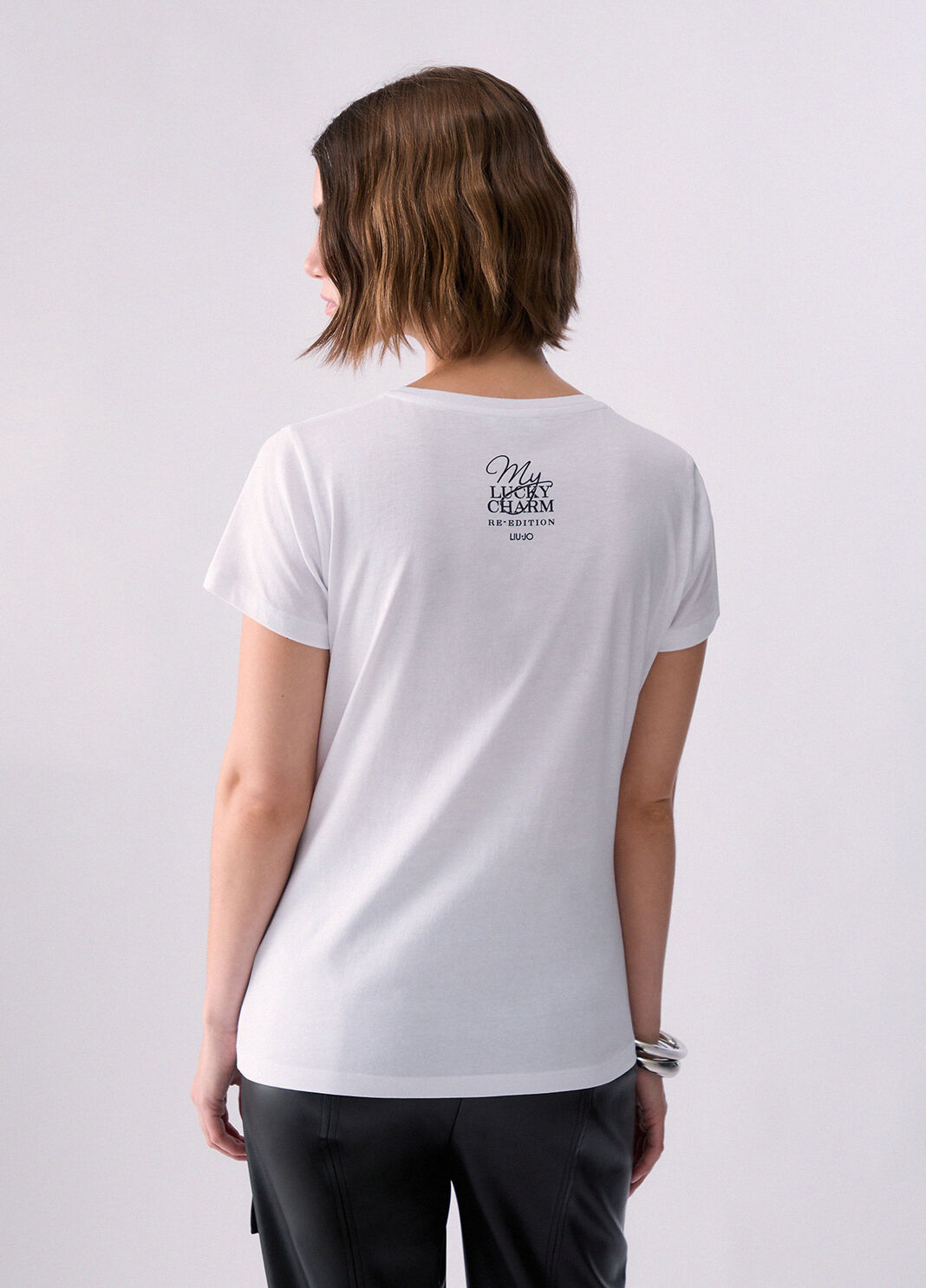 T-shirt with jewel embroidery white/horseshoe print Liu Jo - large image number 1