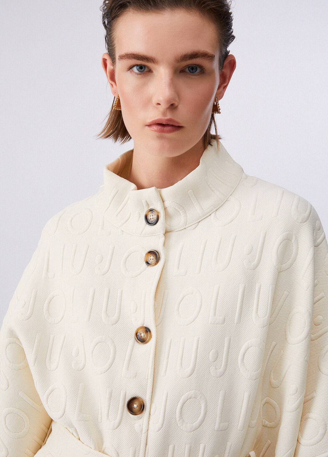 Poncho with belt cream Liu Jo - large image number 4