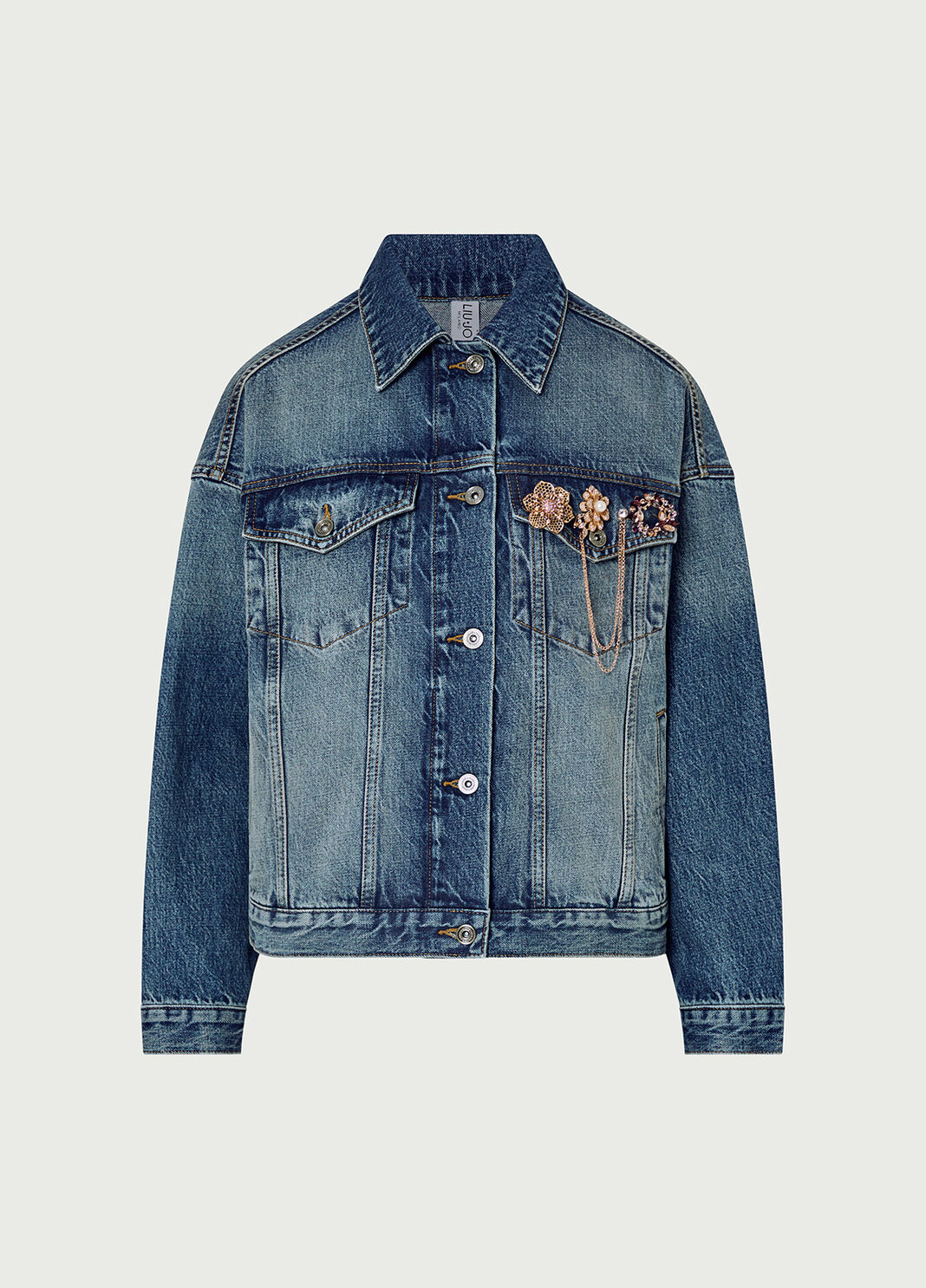 Jacke aus Denim mit spille Schmuck dunkelblauer Denim Liu Jo - large image number 6
