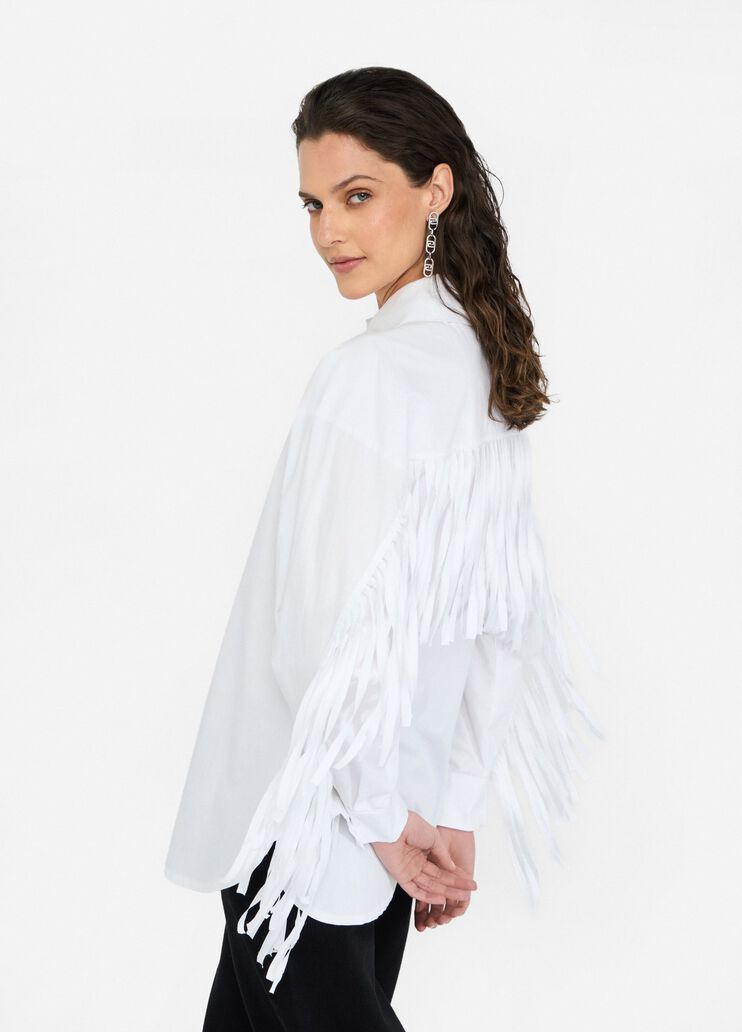Poplin shirt with fringes white Liu Jo - medium Poplin shirt with fringes white Liu Jo - medium