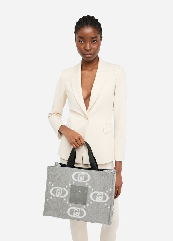 Fourre-tout grand format avec logo gris Liu Jo - medium