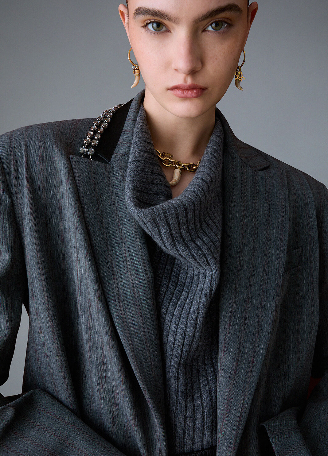 Jacke Cropped Nadelstreifen Dunkelgrau Liu Jo - large image number 3