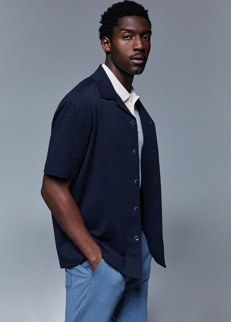 Seersucker-Hemd Dunkelblau Liu Jo - medium