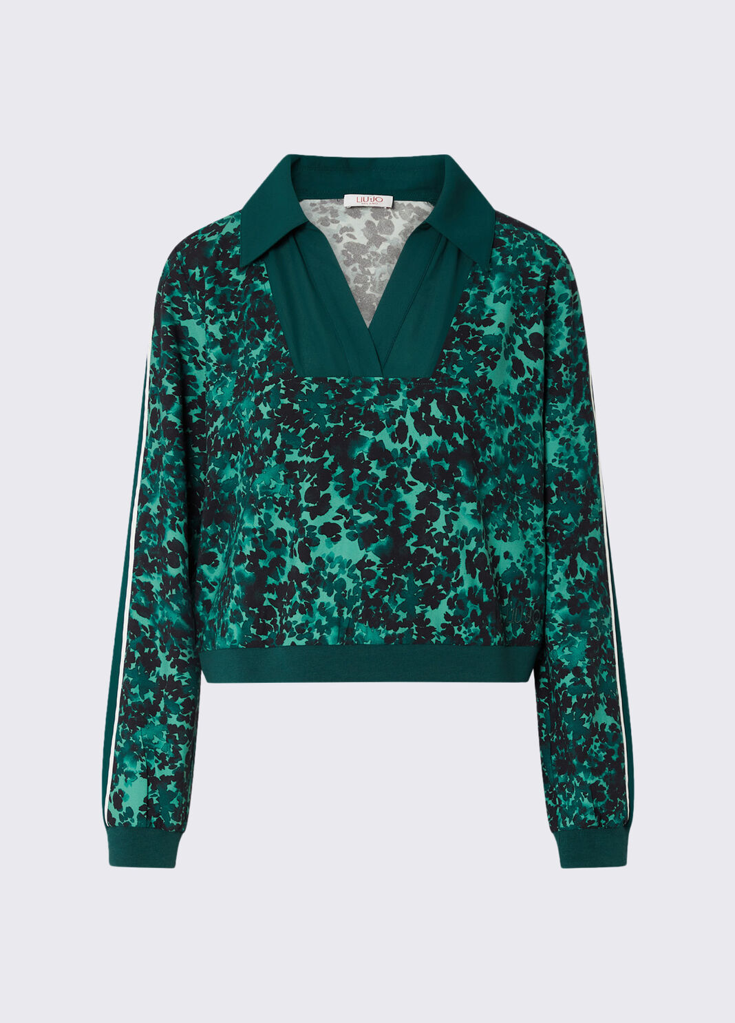 Sweat-shirt en cr&ecirc;pe imprim&eacute; vert Liu Jo - large image number 6