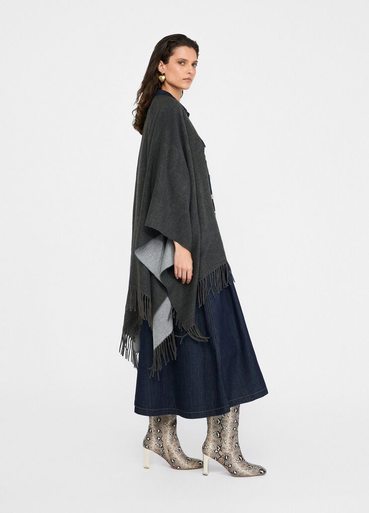 Poncho mit Logo und Fransen Grau Liu Jo - large image number 3 Poncho mit Logo und Fransen Grau Liu Jo - large image number 3