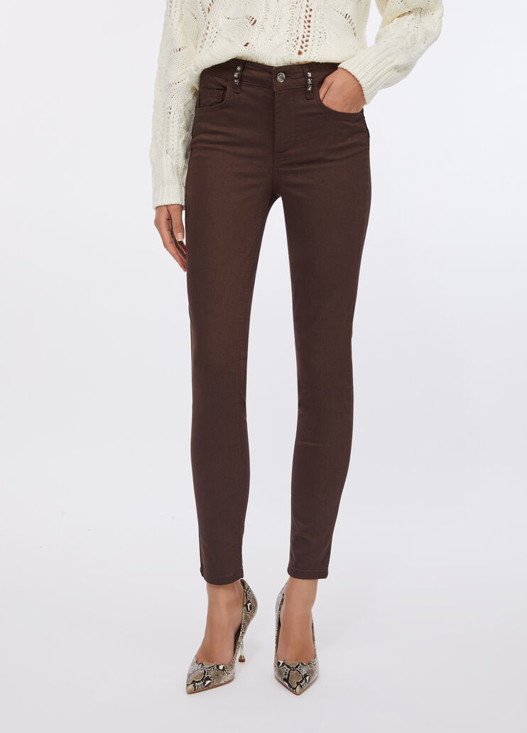 Pantalon skinny orné de pierres chocolat Liu Jo - medium Pantalon skinny orné de pierres chocolat Liu Jo - medium
