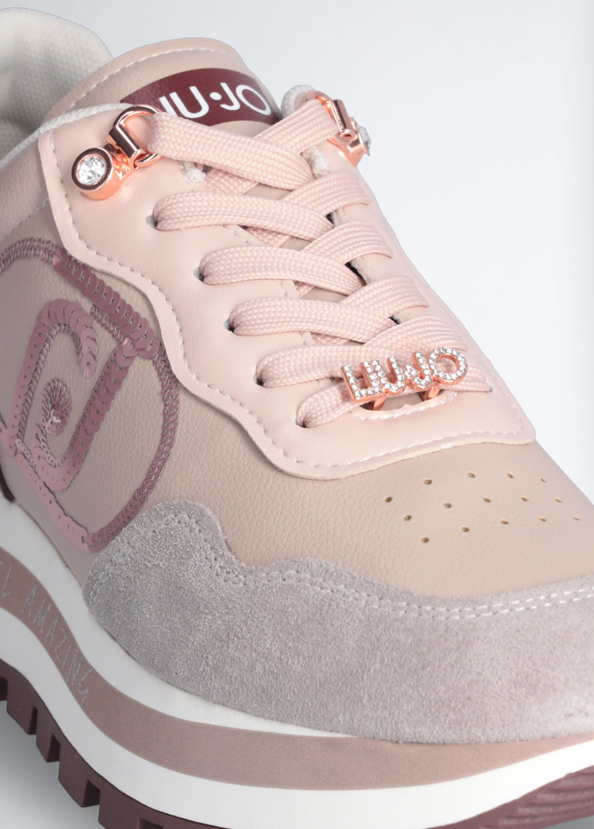 Platform sneakers with sequinned logo