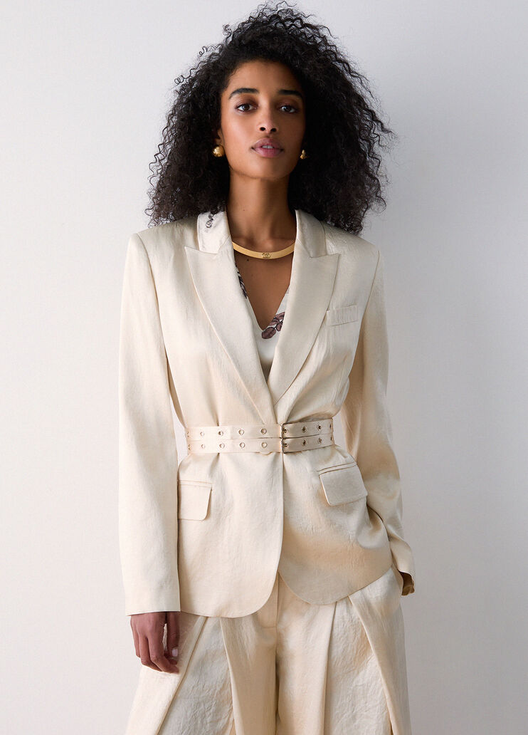Satinblazer mit G&uuml;rtel Wei&szlig; Liu Jo - medium