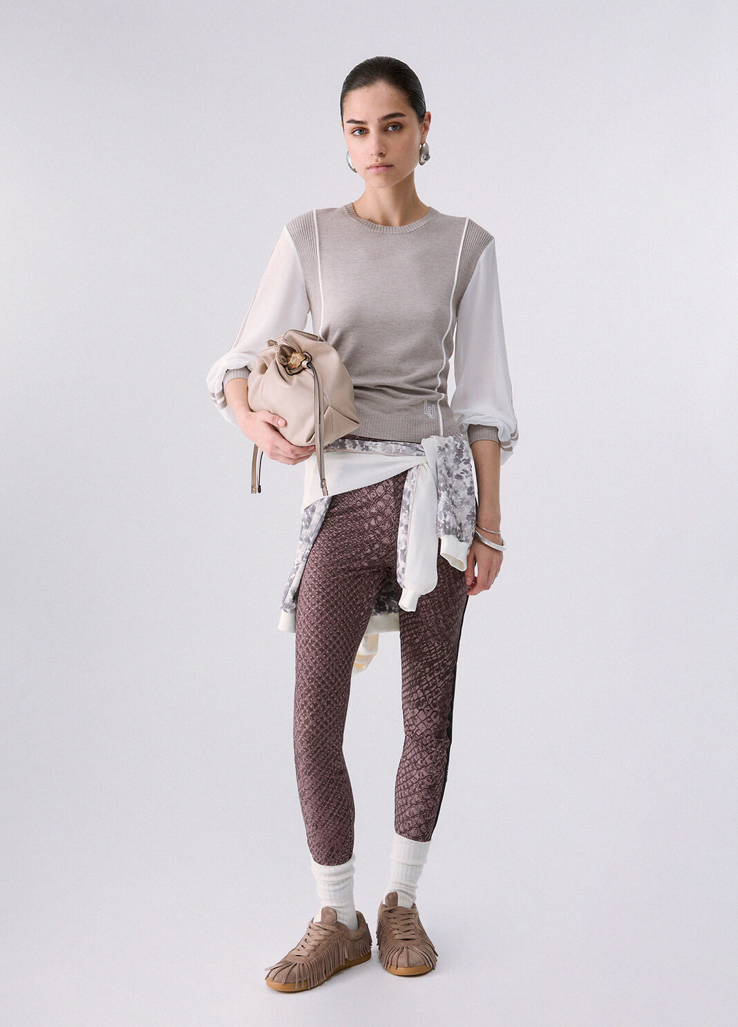 Pull avec Insert en Georgette beige Liu Jo - large image number 5