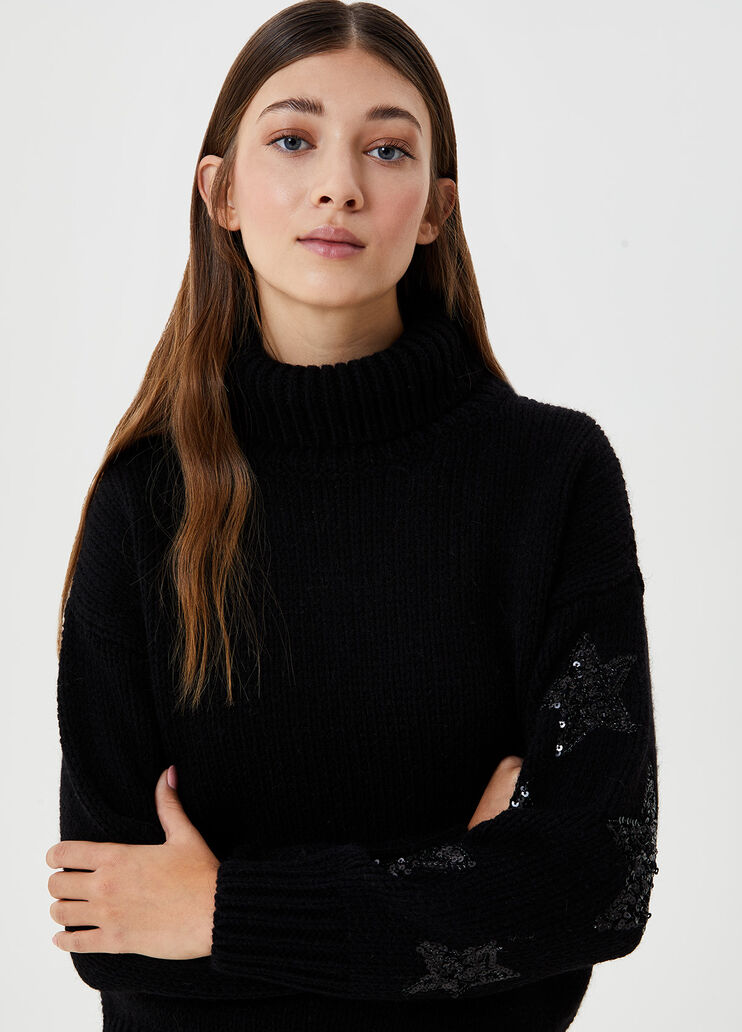 Dolcevita con paillettes Nero Liu Jo - large image number 2