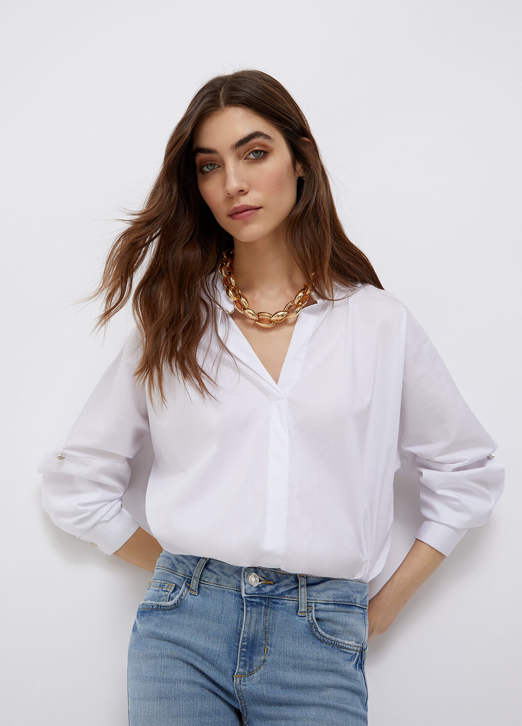 Eco-friendly poplin shirt optical white Liu Jo - large image number 0