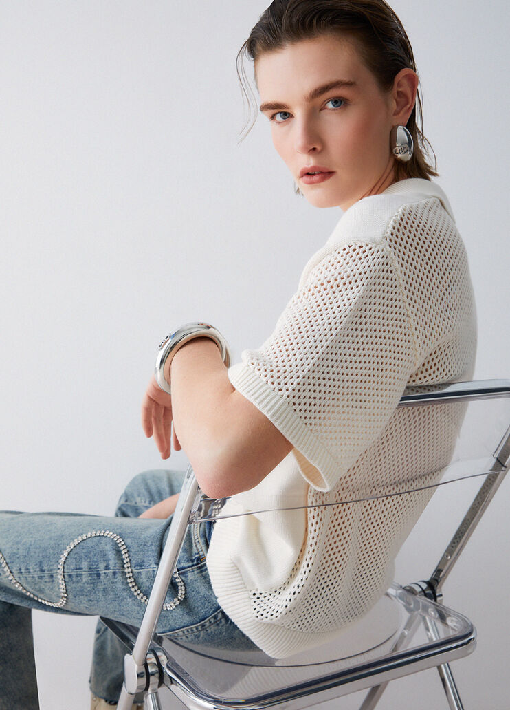 Top con dettagli traforati bianco latte Liu Jo - medium