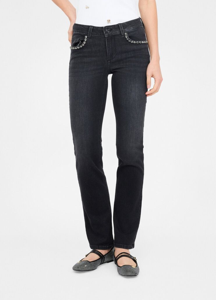 Slim jeans with gemstones black denim Liu Jo - medium Slim jeans with gemstones black denim Liu Jo - medium