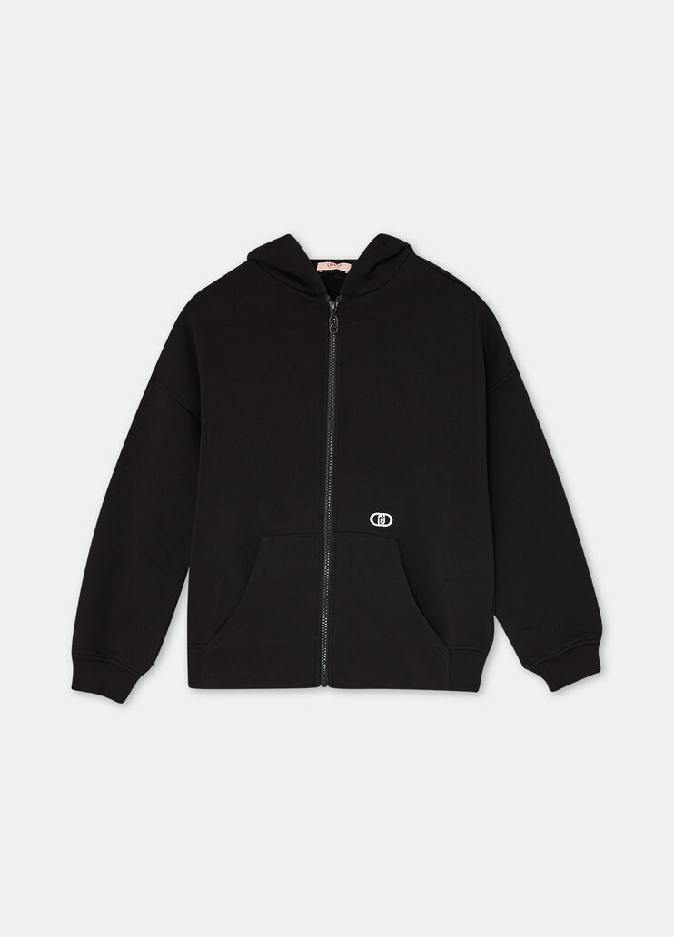 Cotton sweatshirt with zip black Liu Jo - large image number 2 Cotton sweatshirt with zip black Liu Jo - large image number 2