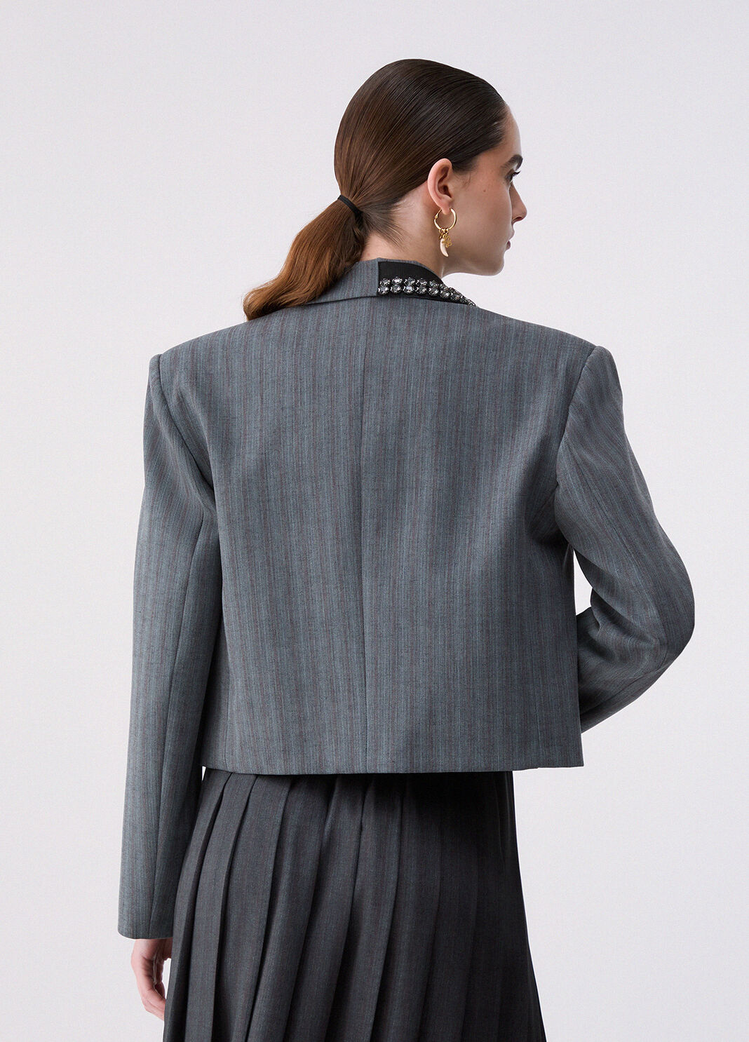 Pinstripe Cropped Jacket dark grey Liu Jo - large image number 1
