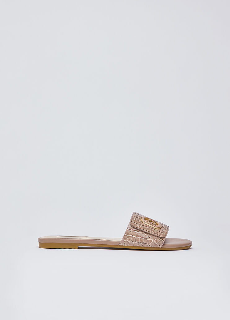 Flat crocodile-print sandals nude Liu Jo - medium