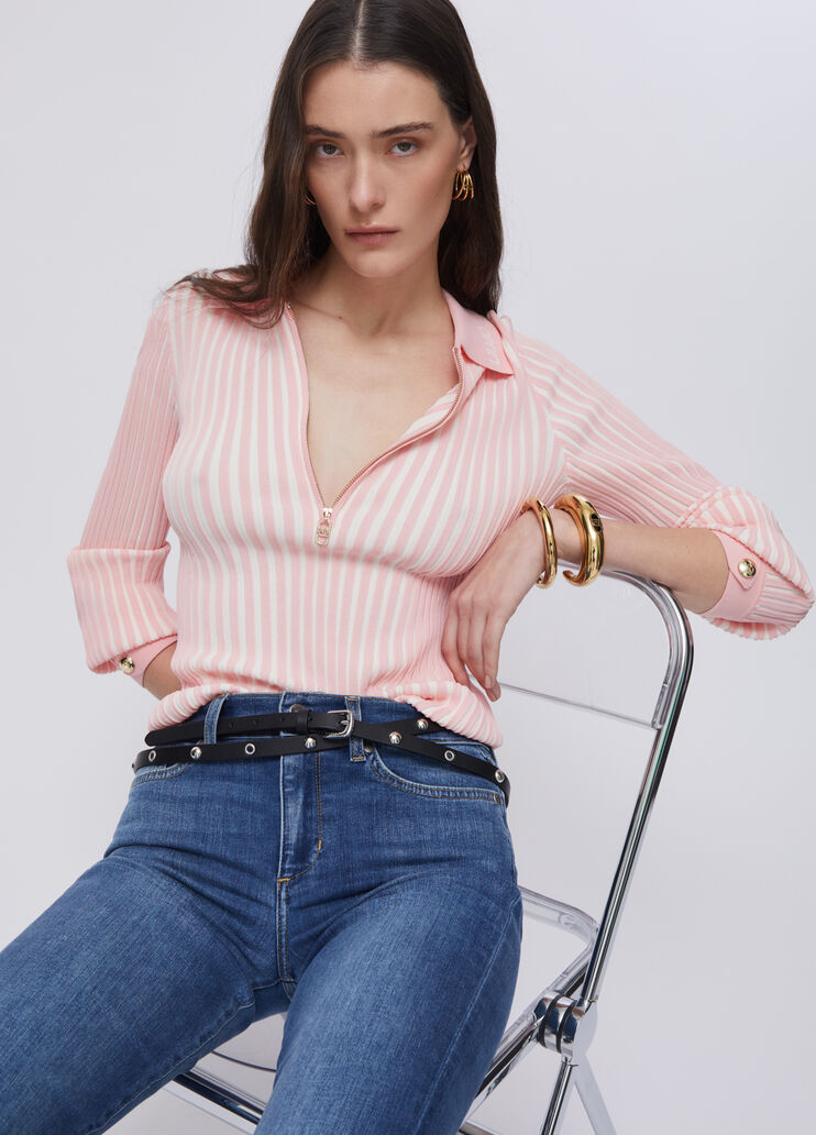 Ribbed Henley jumper pink Liu Jo - medium