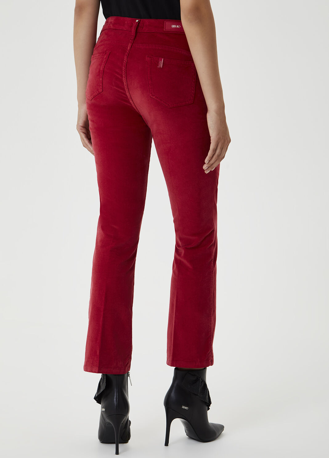 High-rise velvet trousers Cherry Red Liu Jo - large image number 1