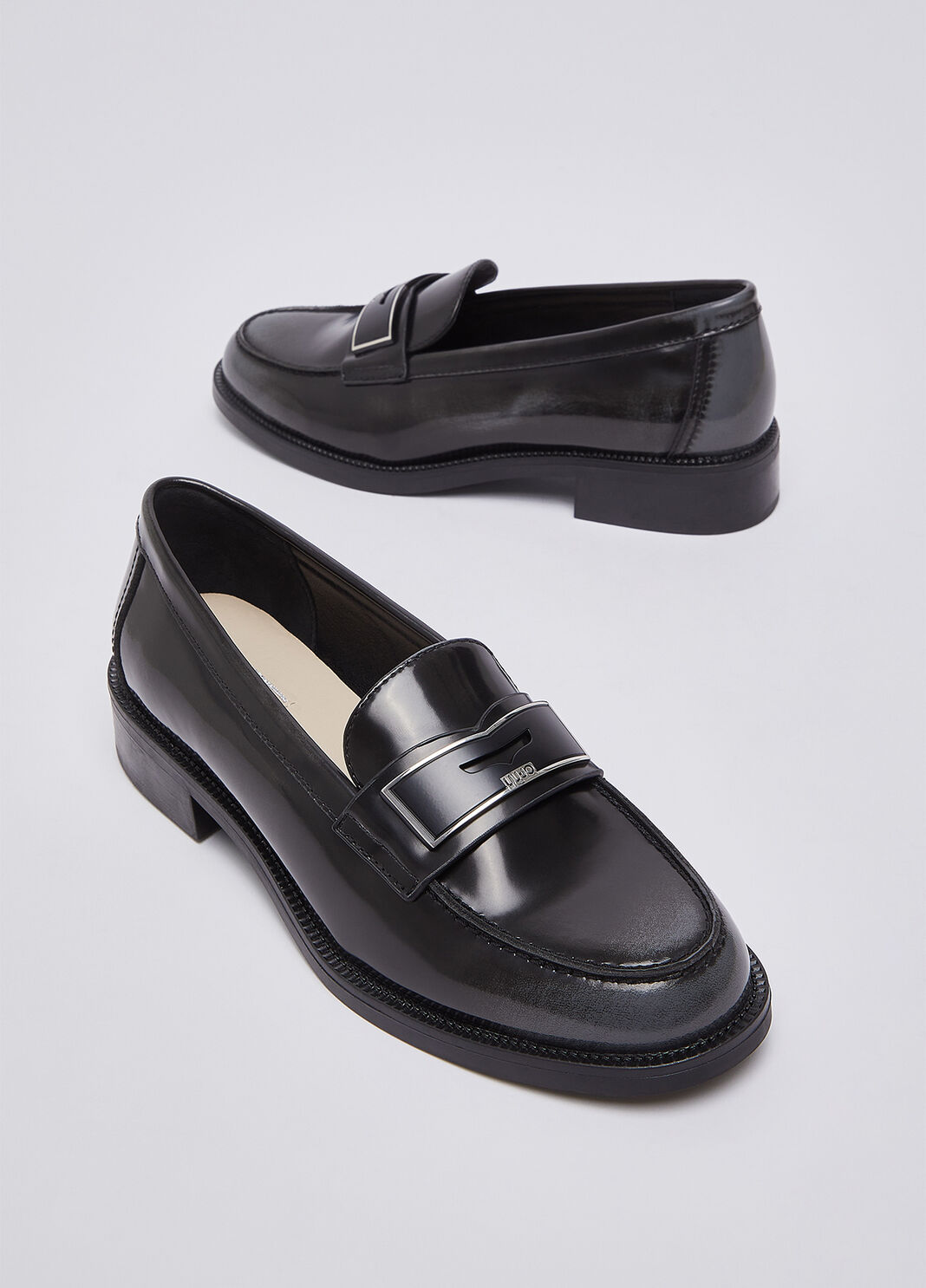 Brushed Leather Loafers black/grey Liu Jo - large image number 6