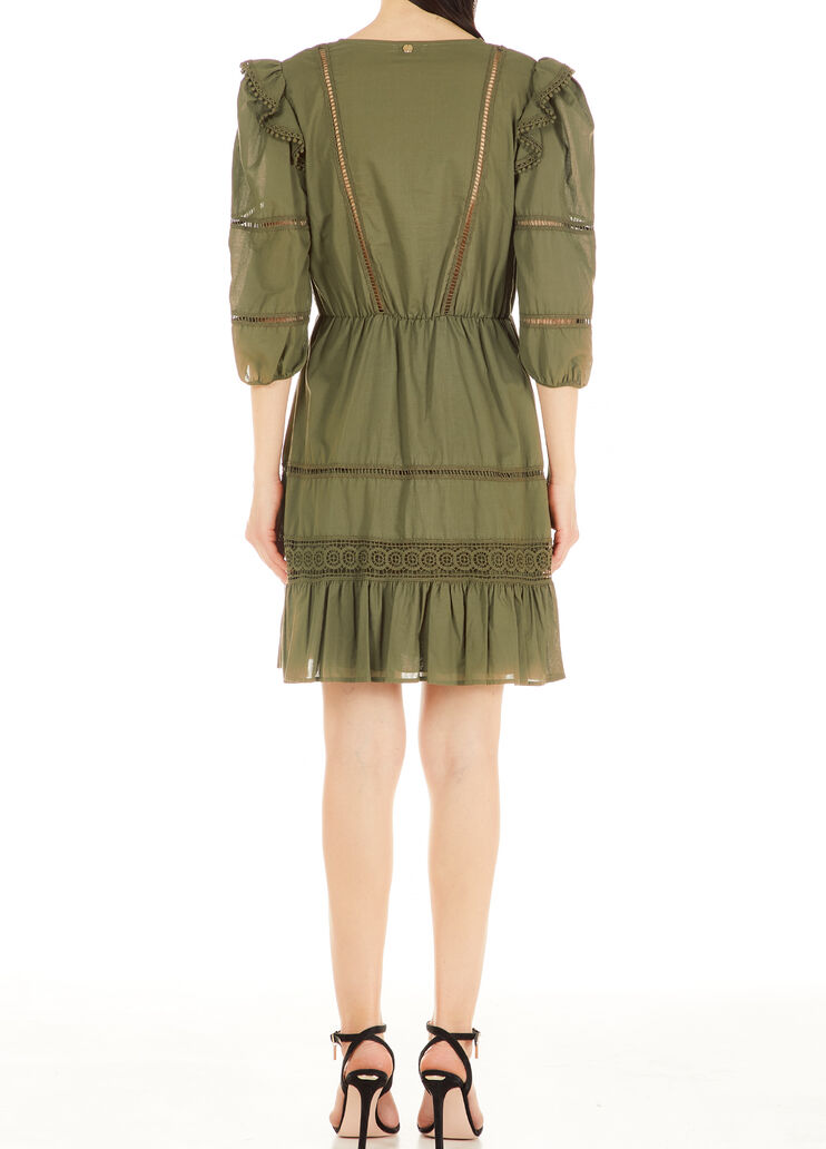 Short dress with embroidery military green Liu Jo - large image number 1 Short dress with embroidery military green Liu Jo - large image number 1