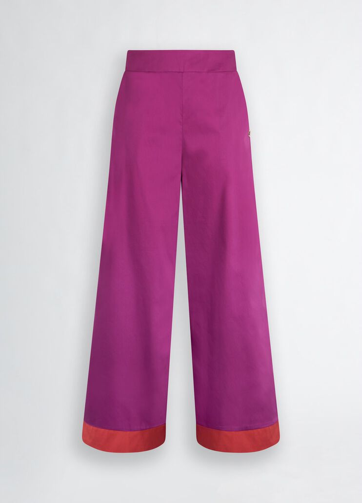 Cotton palazzo trousers purple Liu Jo - large image number 6 Cotton palazzo trousers purple Liu Jo - large image number 6