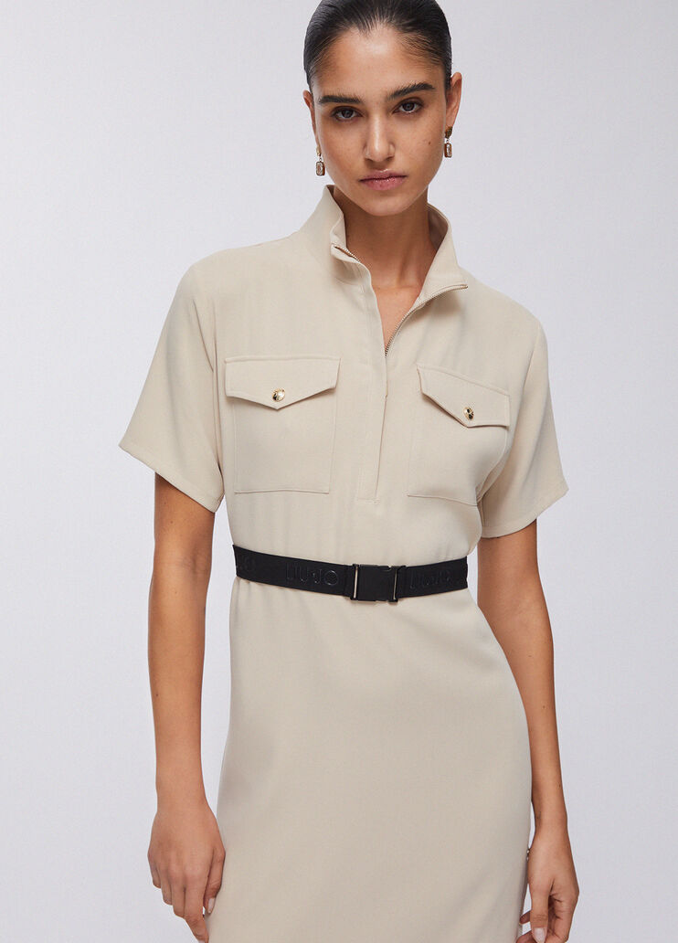 Kurzes Kleid mit Gürtel Beige Liu Jo - large image number 4