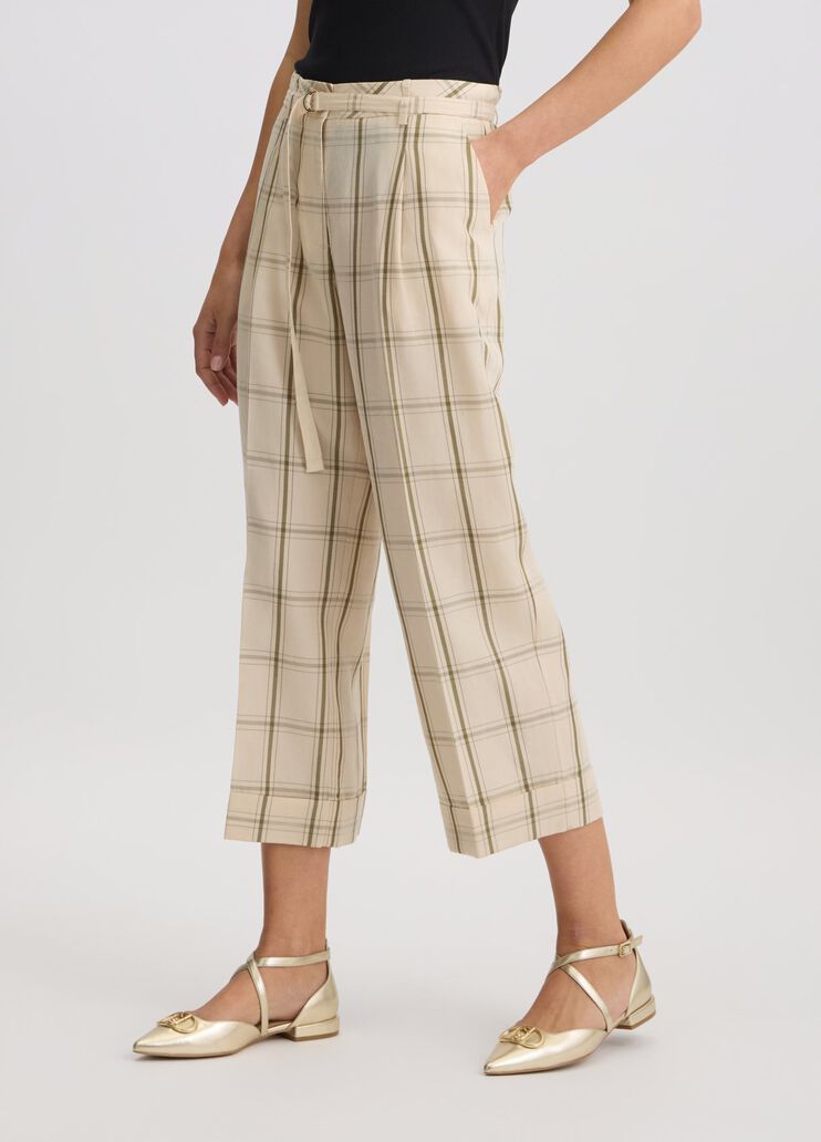 Linen-blend check trousers beige Liu Jo - large image number 3 Linen-blend check trousers beige Liu Jo - large image number 3