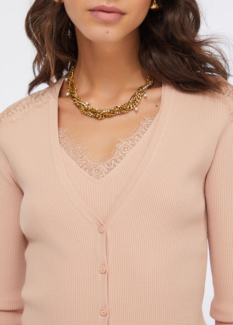 Cardigan with lace powder pink Liu Jo - medium