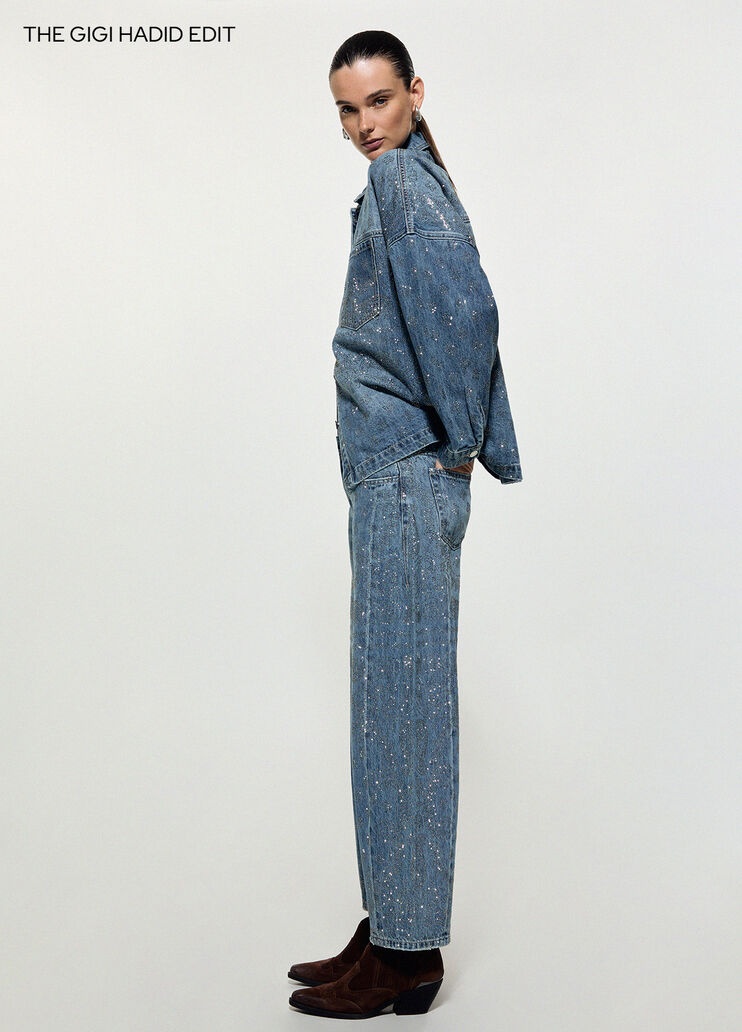 Jeans Balloon mit Strass dunkelblauer Denim Liu Jo - medium