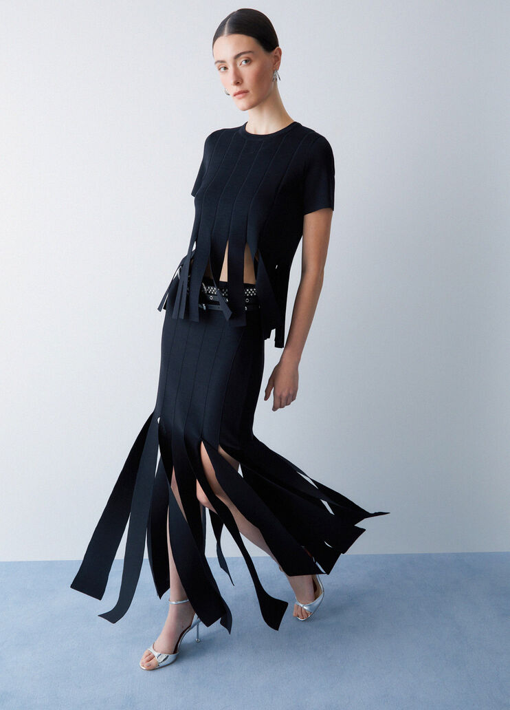 Knit skirt with fringing black Liu Jo - medium