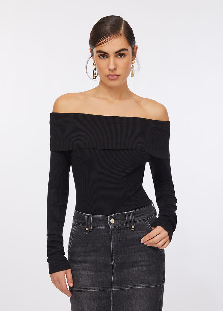 Off-the-shoulder jumper black Liu Jo - large image number 0