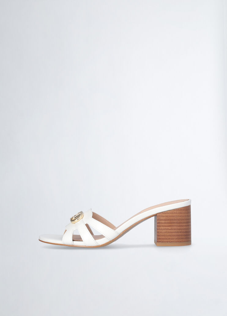 Leather sandals with wide heel white Liu Jo - large image number 4 Leather sandals with wide heel white Liu Jo - large image number 4