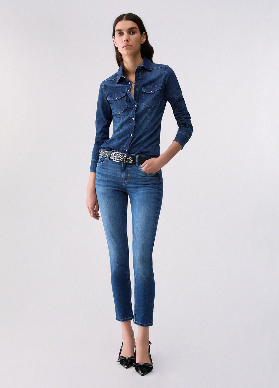 Denim shirt with embroidery blue denim Liu Jo - large image number 3