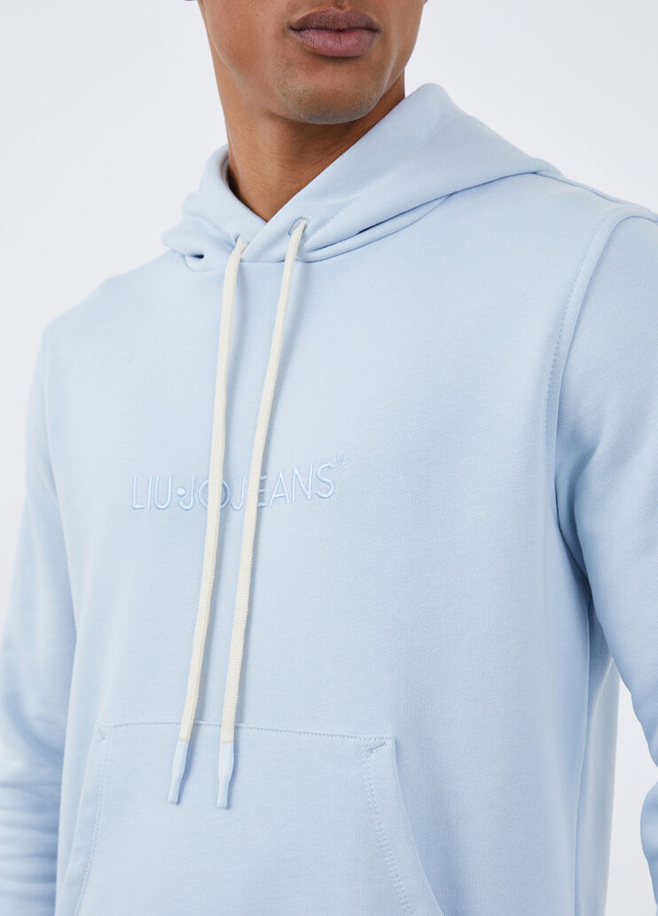 Felpa con cappuccio e logo ricamato azzurro Liu Jo - large image number 2