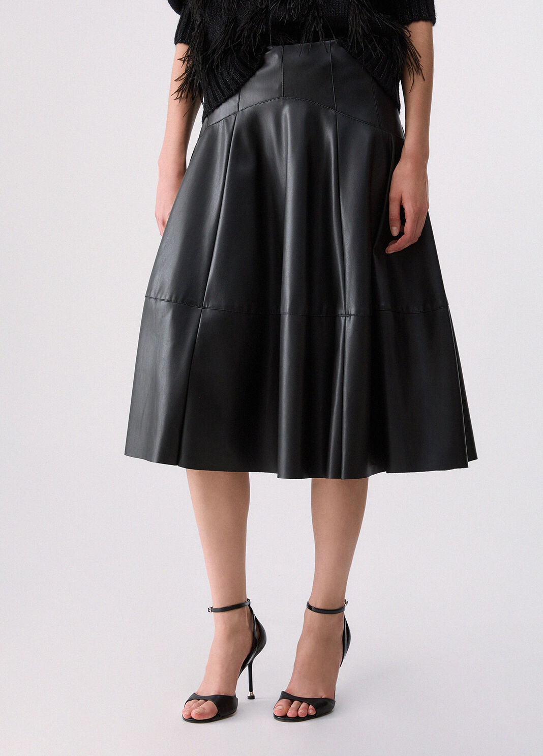 Midi skirt in coated fabric black Liu Jo - large image number 0